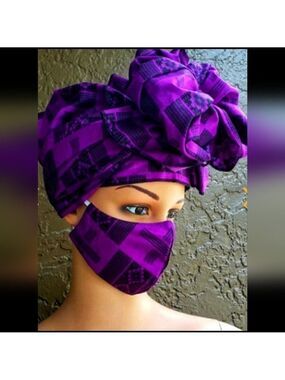 Headwrap | Face Mask | Shades of Purple | Ankara
